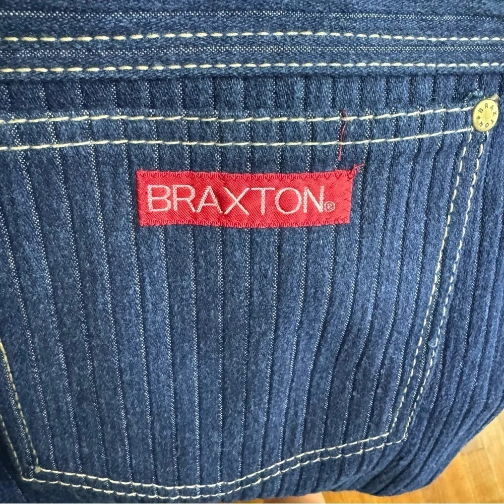 Vintage Braxton Stretch Velvet Stripe Gathered Jeans 16 Super High Rise